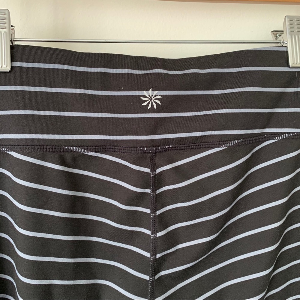 💙 Athleta | Black and Grey Strip Capri Leggings - Picture 6 of 7